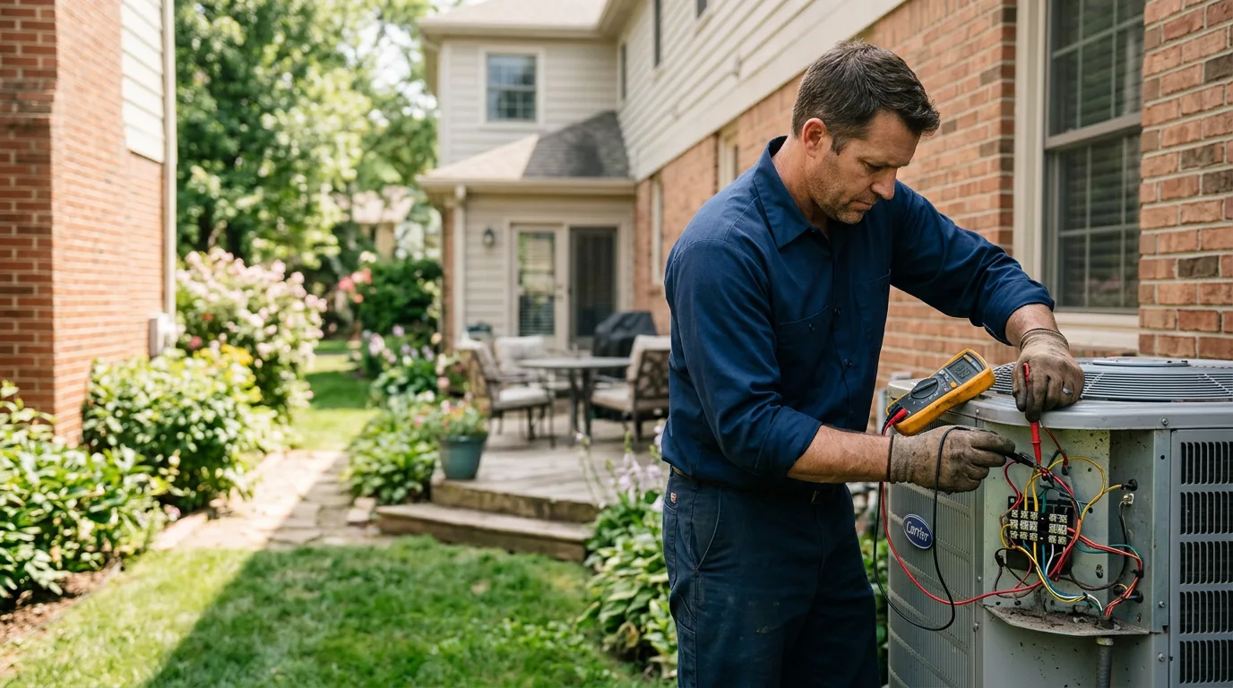 HVAC technician working near Little Falls, MN